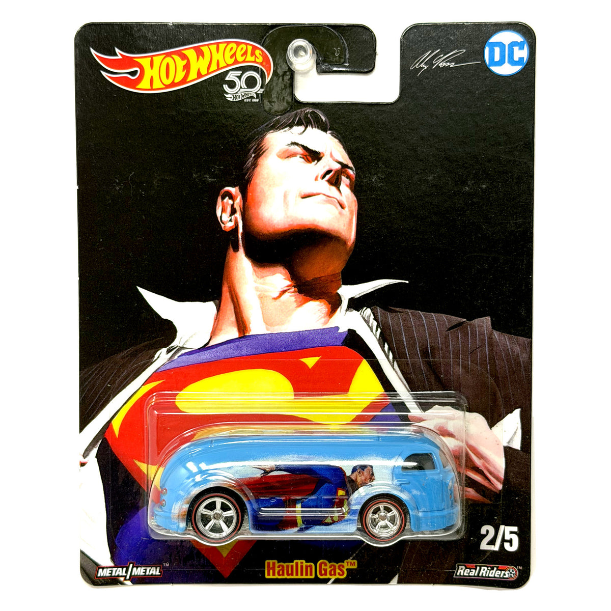 Hot Wheels DC Alex Ross Superman Haulin' Gas 1:64 Diecast Real Riders