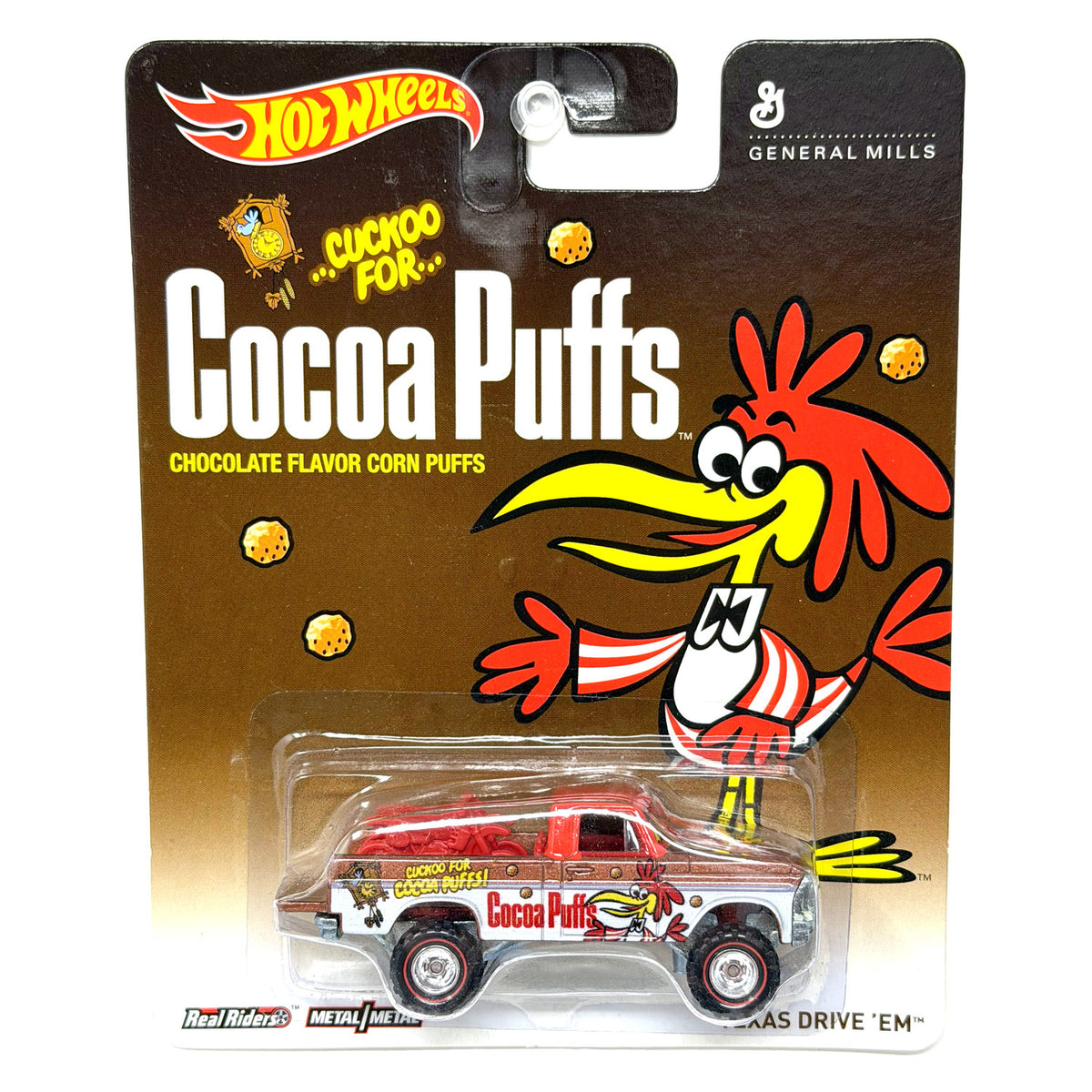 Hot Wheels General Mills Cocoa Puffs Texas Drive 'Em 1:64 Diecast Real Riders
