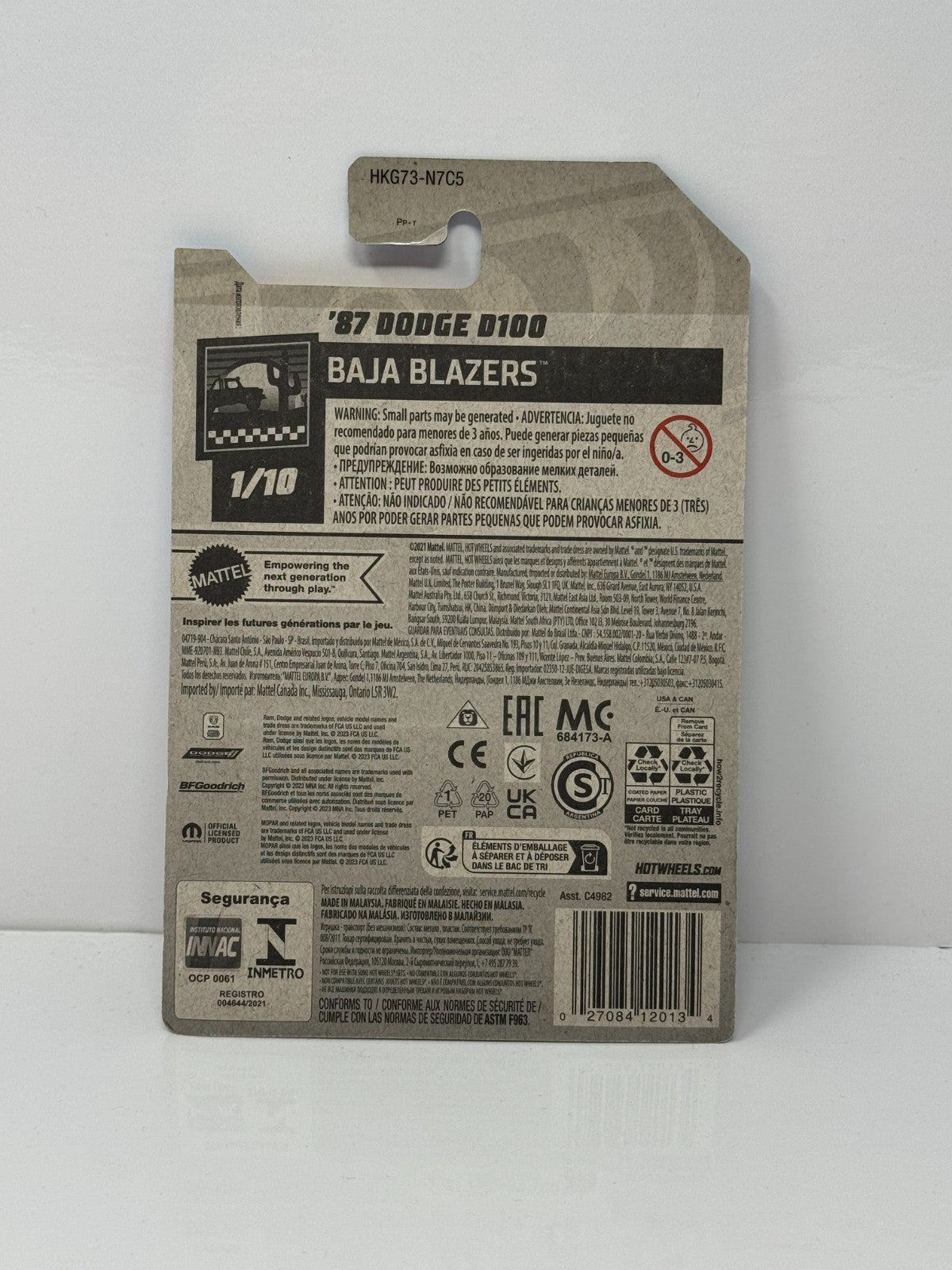 Hot Wheels Baja Blazers 1987 Dodge D100 1:64 Diecast