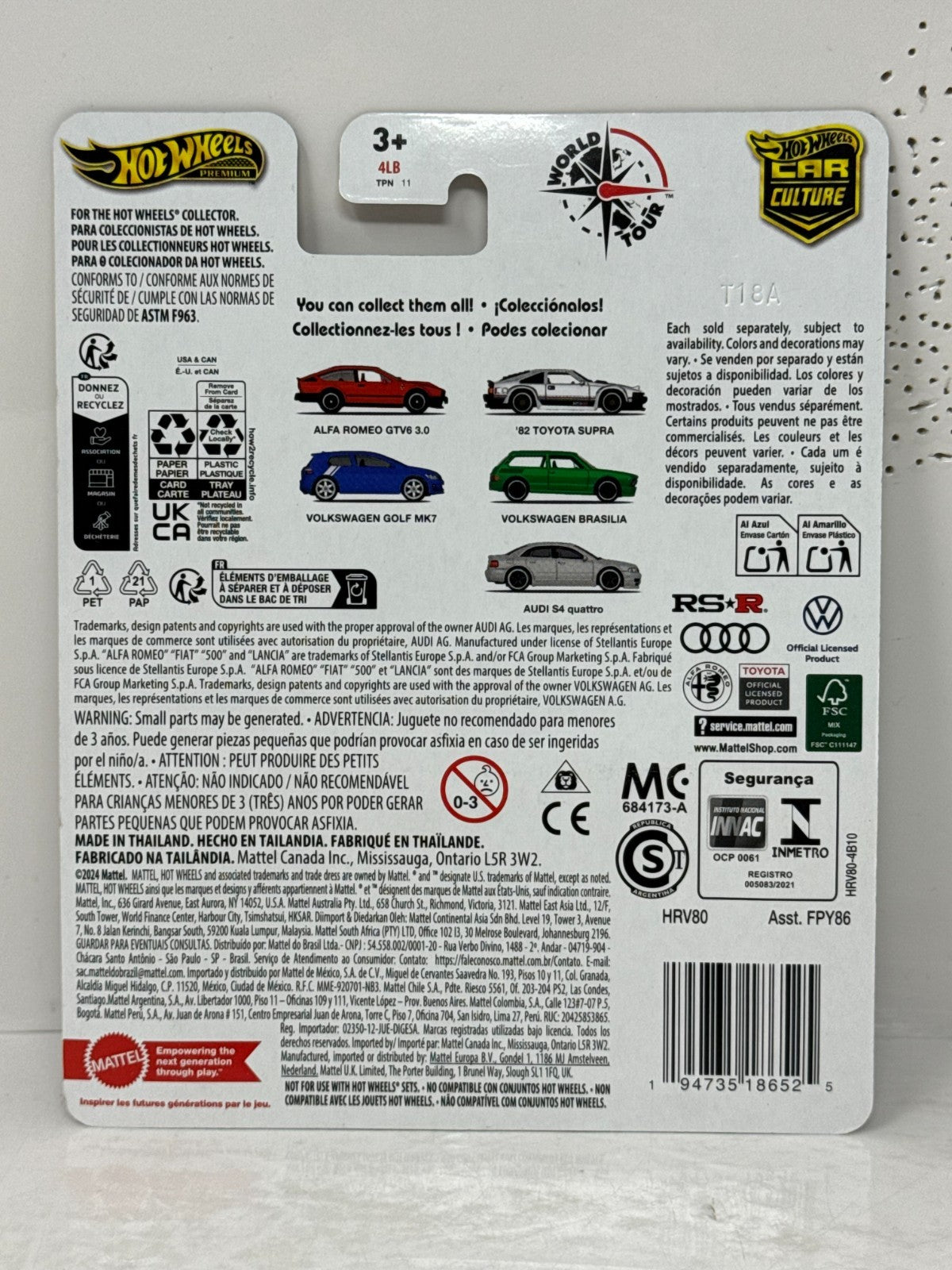 Hot Wheels Premium World Tour Alfa Romeo GTV6 3.0 Turin 1:64 Diecast