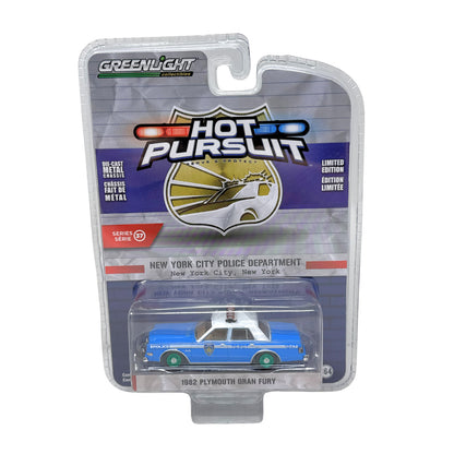 Greenlight Hot Pursuit Series 37 NYPD 1982 Plymouth Gran Fury CHASE 1:64 Diecast