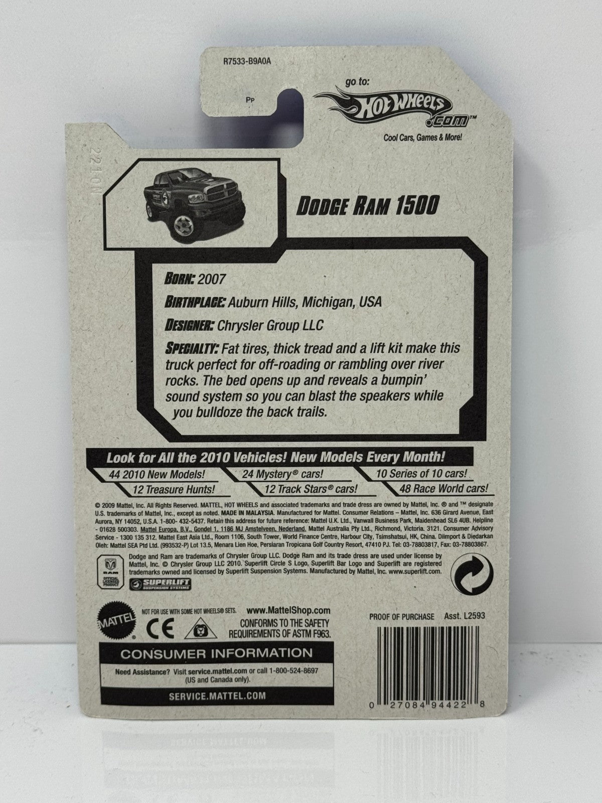 Hot Wheels 2010 Performance Dodge Ram 1500 Superlift 1:64 Diecast Factory Sealed
