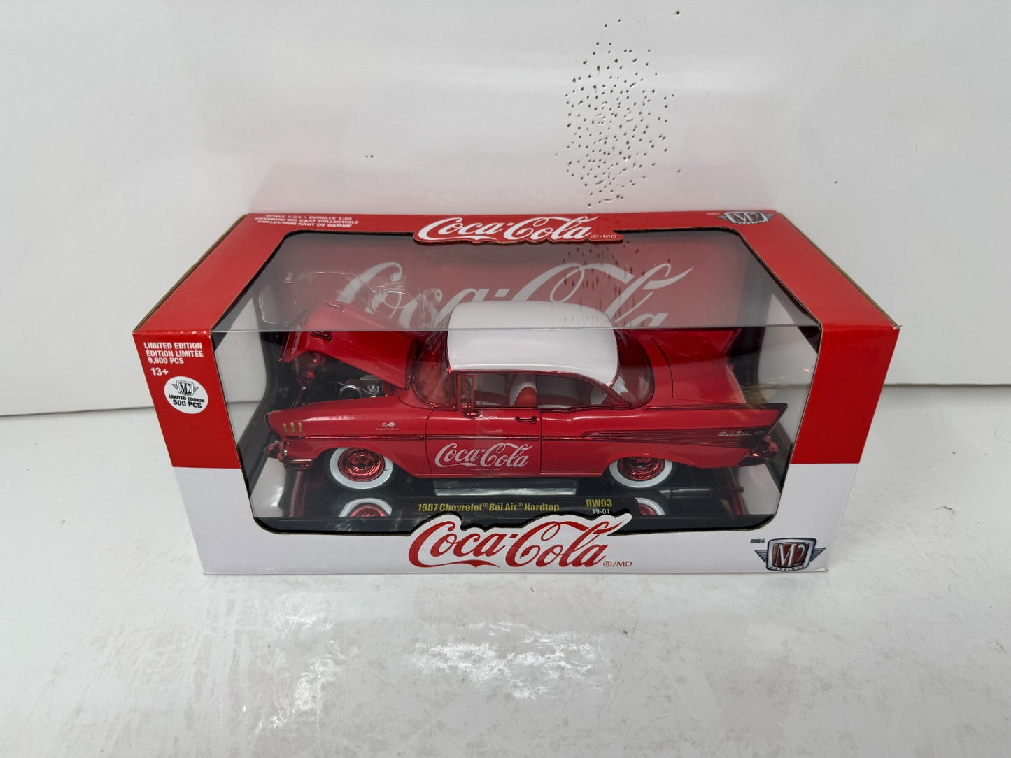 M2 Machines 1957 Chevy Bel Air Hardtop Coca-Cola CHASE 1:24 Diecast Red Rims
