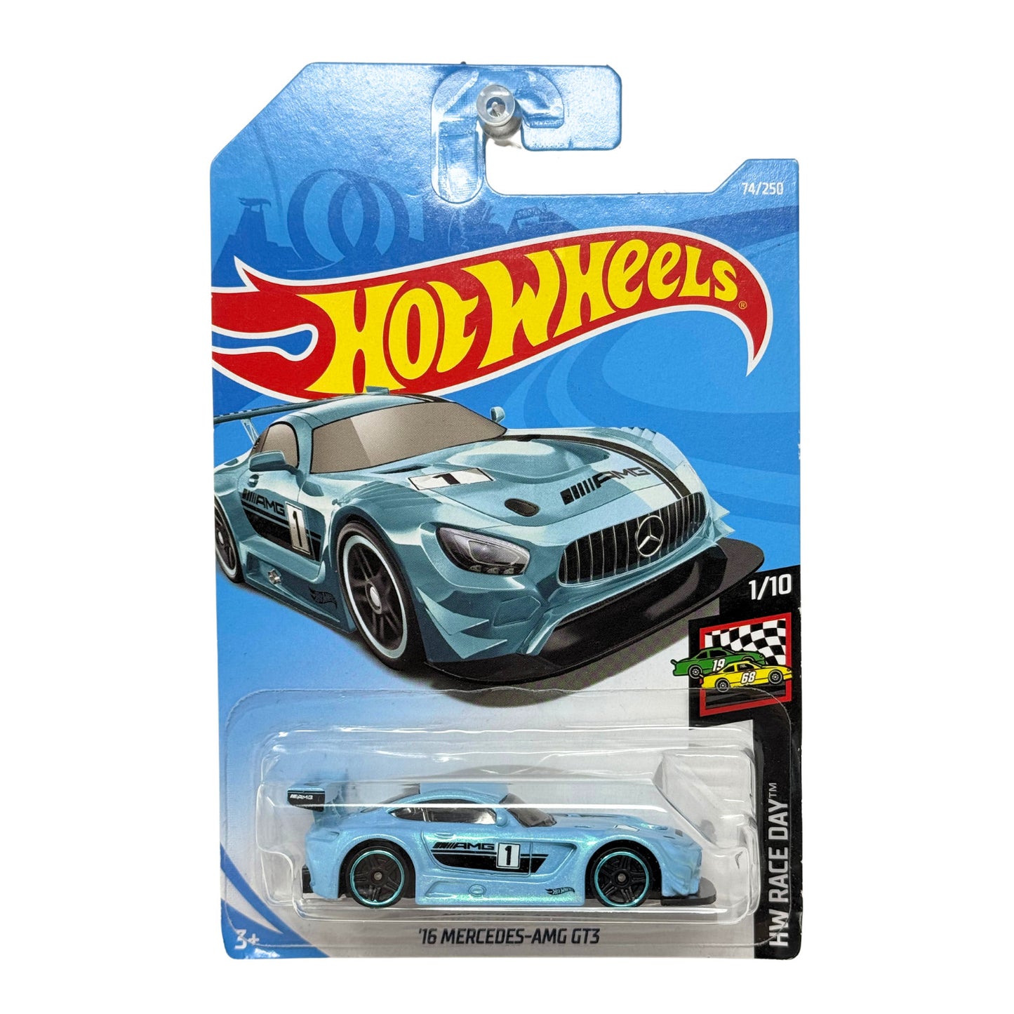 Hot Wheels HW Race Day 2016 Mercedes-AMG GT3 1:64 Diecast Light Blue