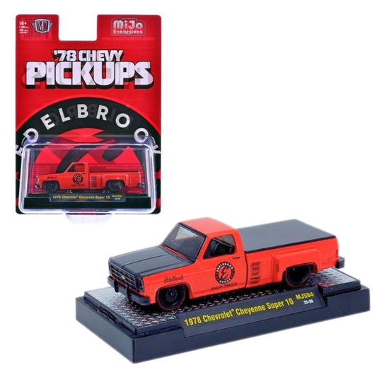 M2 Machines '78 Chevy Pickups 1978 Chevrolet Cheyenne Super 10 Edelbrock Shop Truck MiJo Exclusives 1:64 Diecast