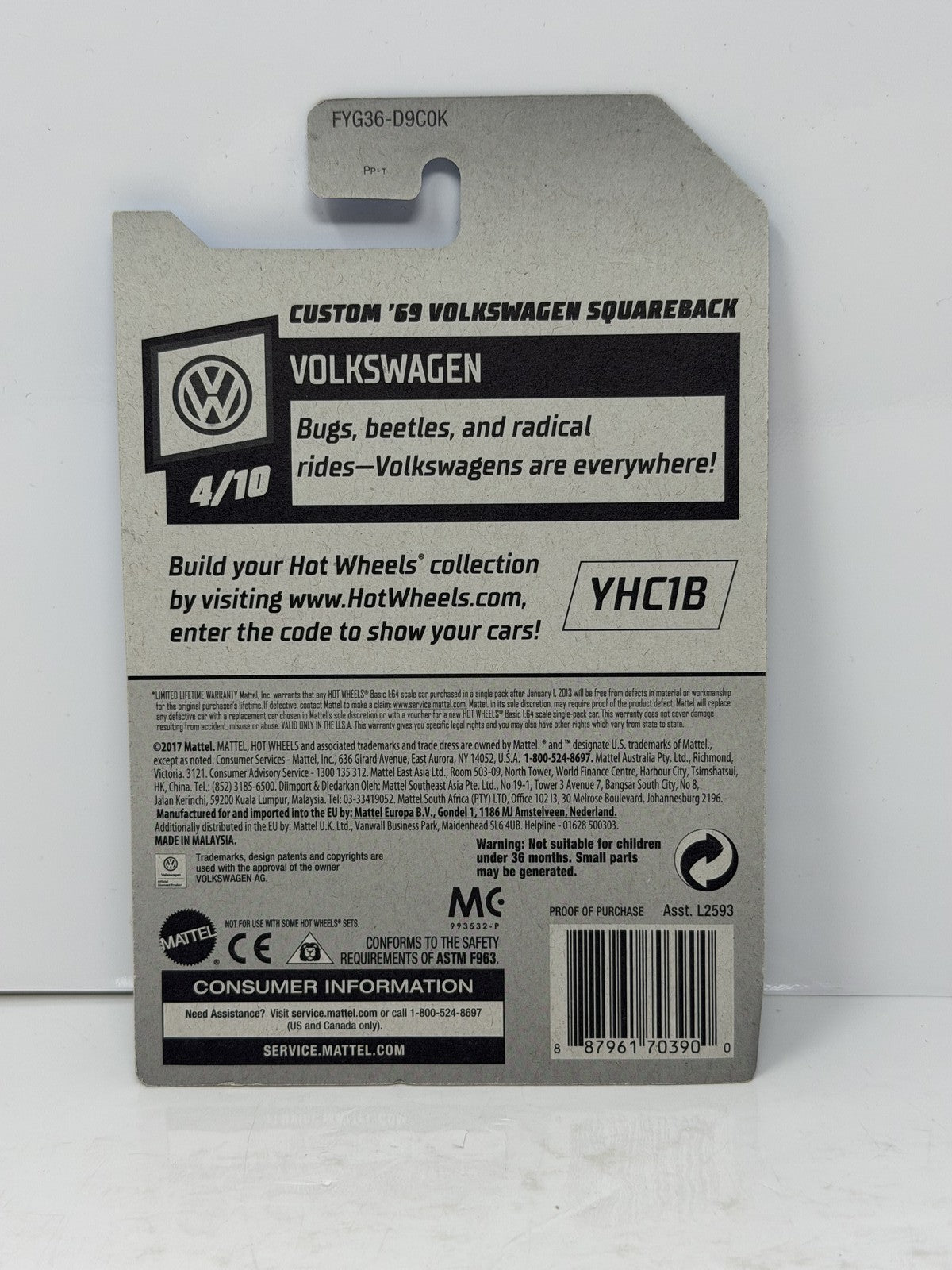 Hot Wheels ZAMAC Volkswagen Custom 1969 Volkswagen Squareback 1:64 Diecast