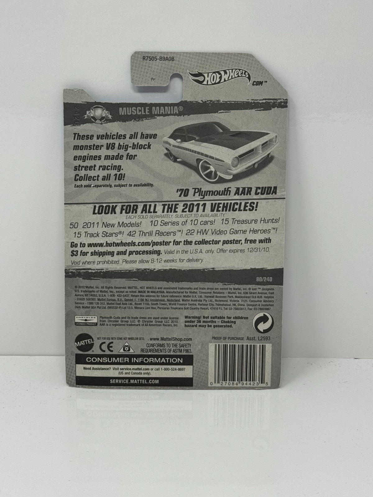 Hot Wheels Muscle Mania 1970 Plymouth AAR Cuda 1:64 Diecast Factory Sealed