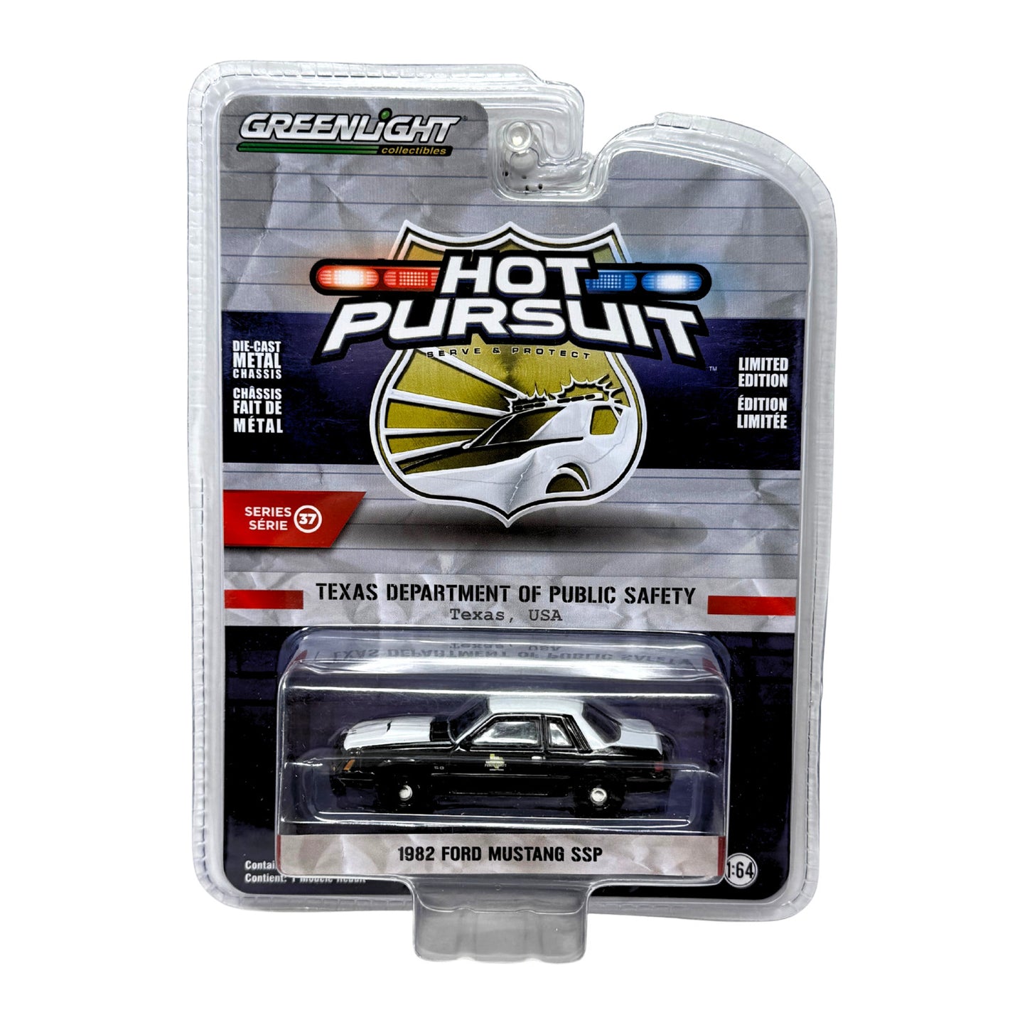Greenlight Hot Pursuit 1982 Ford Mustang SSP Texas DPS 1:64 Diecast