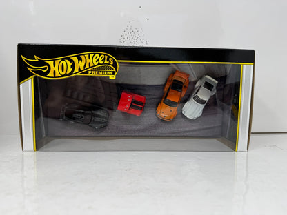 Hot Wheels Premium Track Day 4-Pack Collector Diorama Set 1:64 Diecast