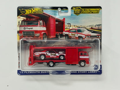 Hot Wheels Premium Team Transport #82 1973 Plymouth Duster & Hauler 1:64 Diecast