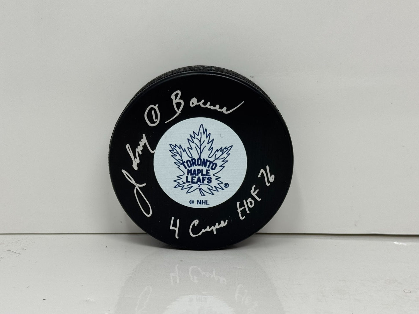 Johnny Bower Toronto Maple Leafs Signed NHL Autograph Puck Silver Auto