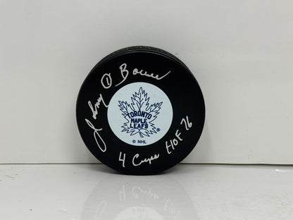 Johnny Bower Toronto Maple Leafs Signed NHL Autograph Puck Silver Auto
