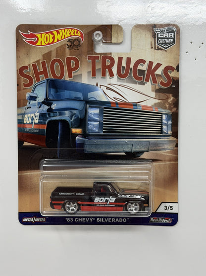 Hot Wheels Shop Trucks 1983 Chevrolet Silverado 1:64 Diecast Real Riders