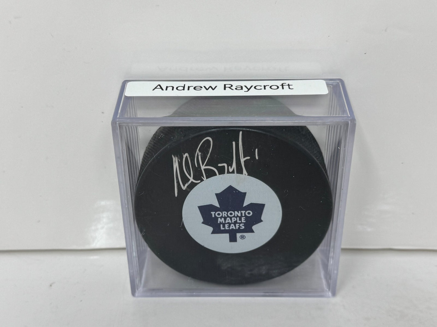 Andrew Raycroft Toronto Maple Leafs Signed NHL Autograph Puck Silver Auto