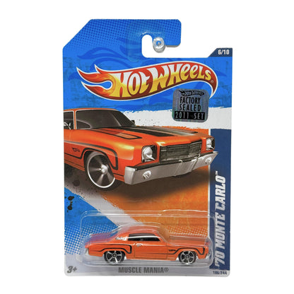 Hot Wheels Muscle Mania 1970 Monte Carlo 1:64 Diecast Factory Sealed Orange