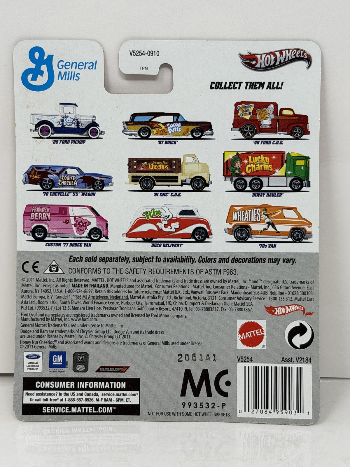 Hot Wheels General Mills Cheerios 1951 GMC C.O.E. 1:64 Diecast Real Riders