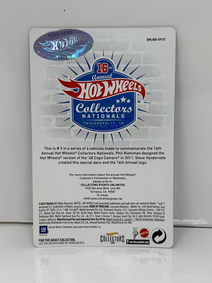 Hot Wheels 2016 16th Collector Nationals 1968 Chevrolet COPO Camaro 1:64 Diecast