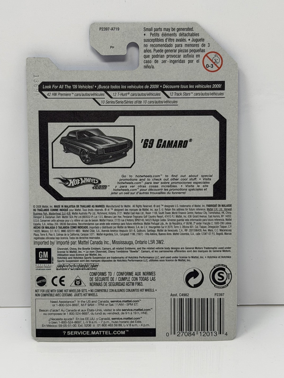 Hot Wheels Muscle Mania 1969 Chevrolet Camaro 1:64 Diecast Purple