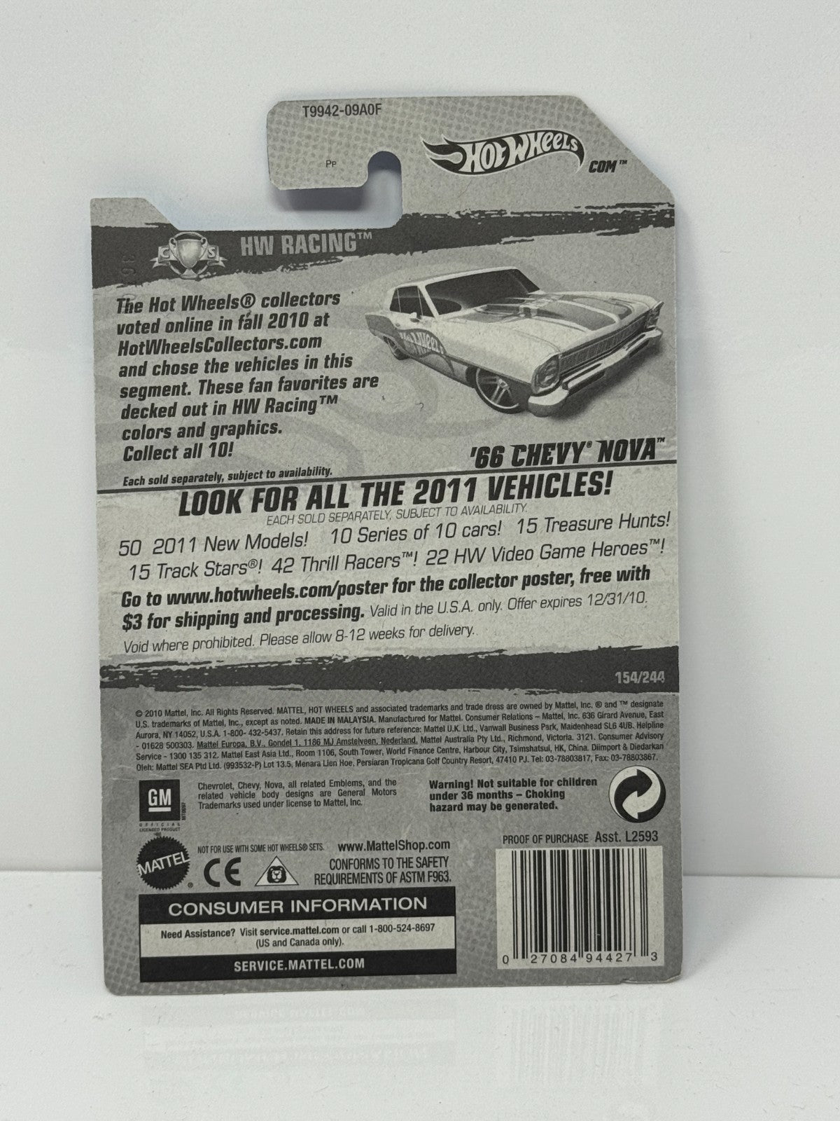 Hot Wheels HW Racing 1966 Chevy Nova 1:64 Diecast Factory Sealed