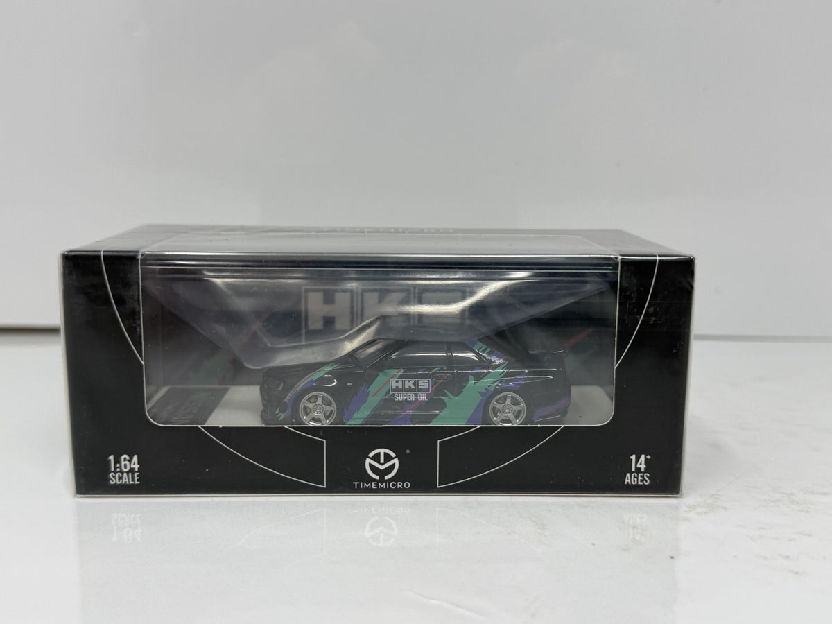 Time Micro HKS Nissan Skyline GT-R R34 Black 1:64 Diecast