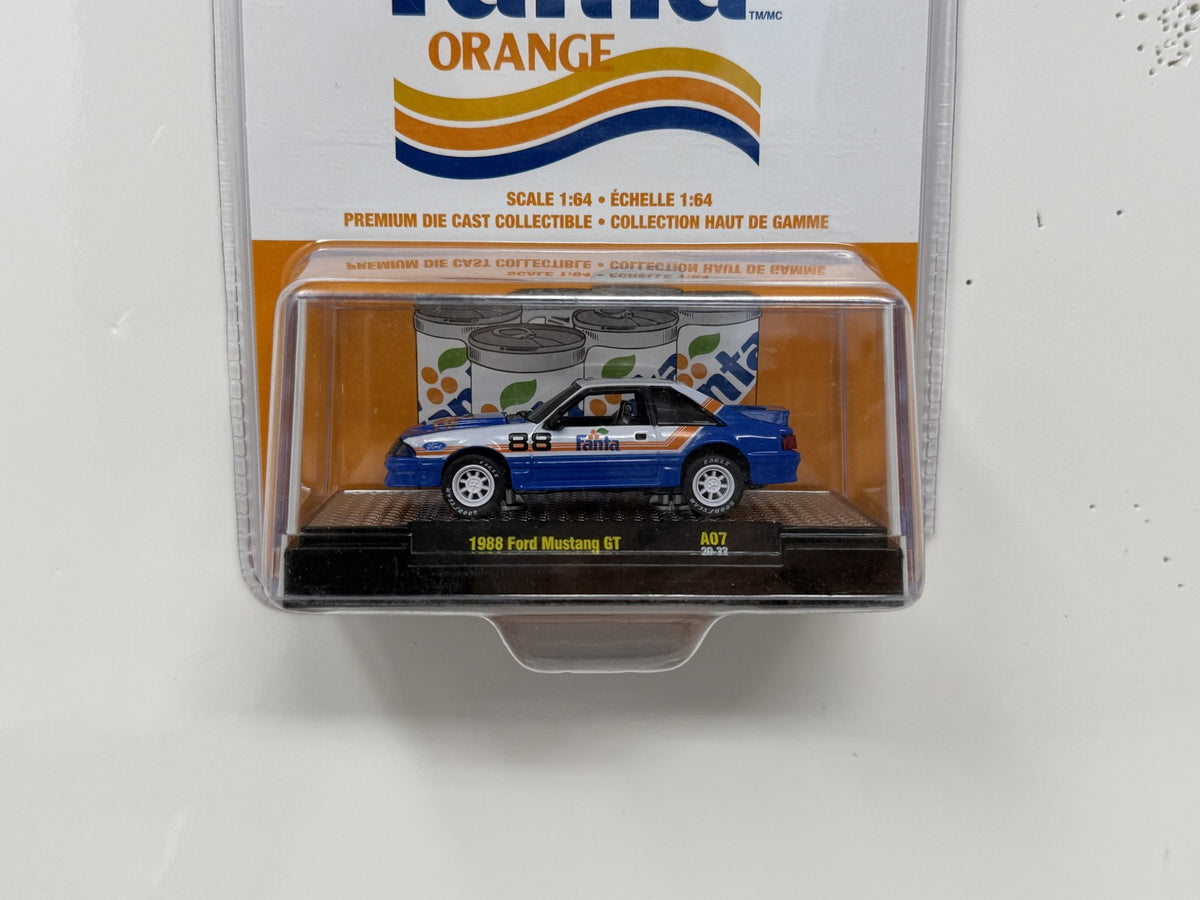 M2 Machines Fanta Orange 1988 Ford Mustang GT 1:64 Diecast