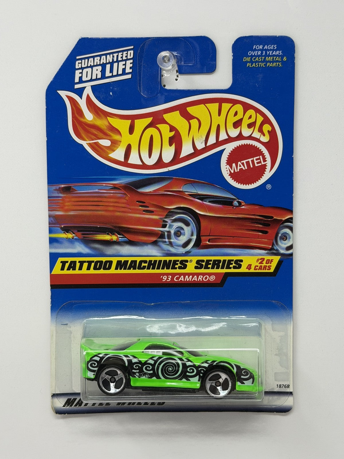 Hot Wheels Tattoo Machines Series 1993 Chevrolet Camaro 1:64 Diecast Green