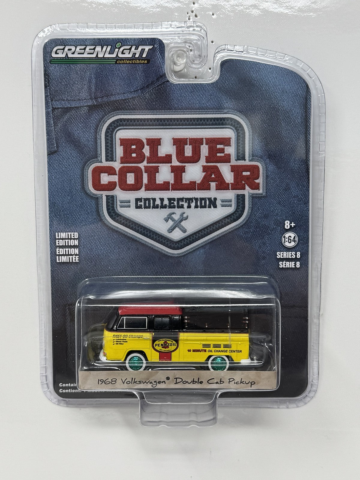 GreenLight Blue Collar 1968 Volkswagen Double Cab Pickup CHASE 1:64 Diecast