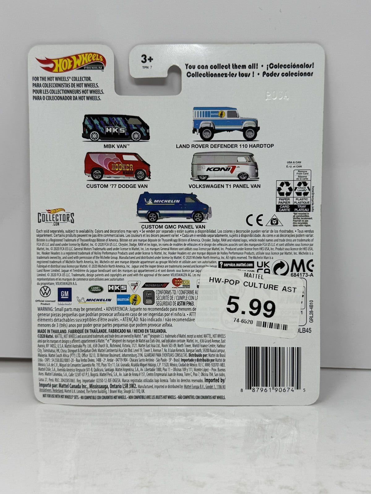 Hot Wheels Premium Koni Volkswagen T1 Panel Bus 1:64 Diecast