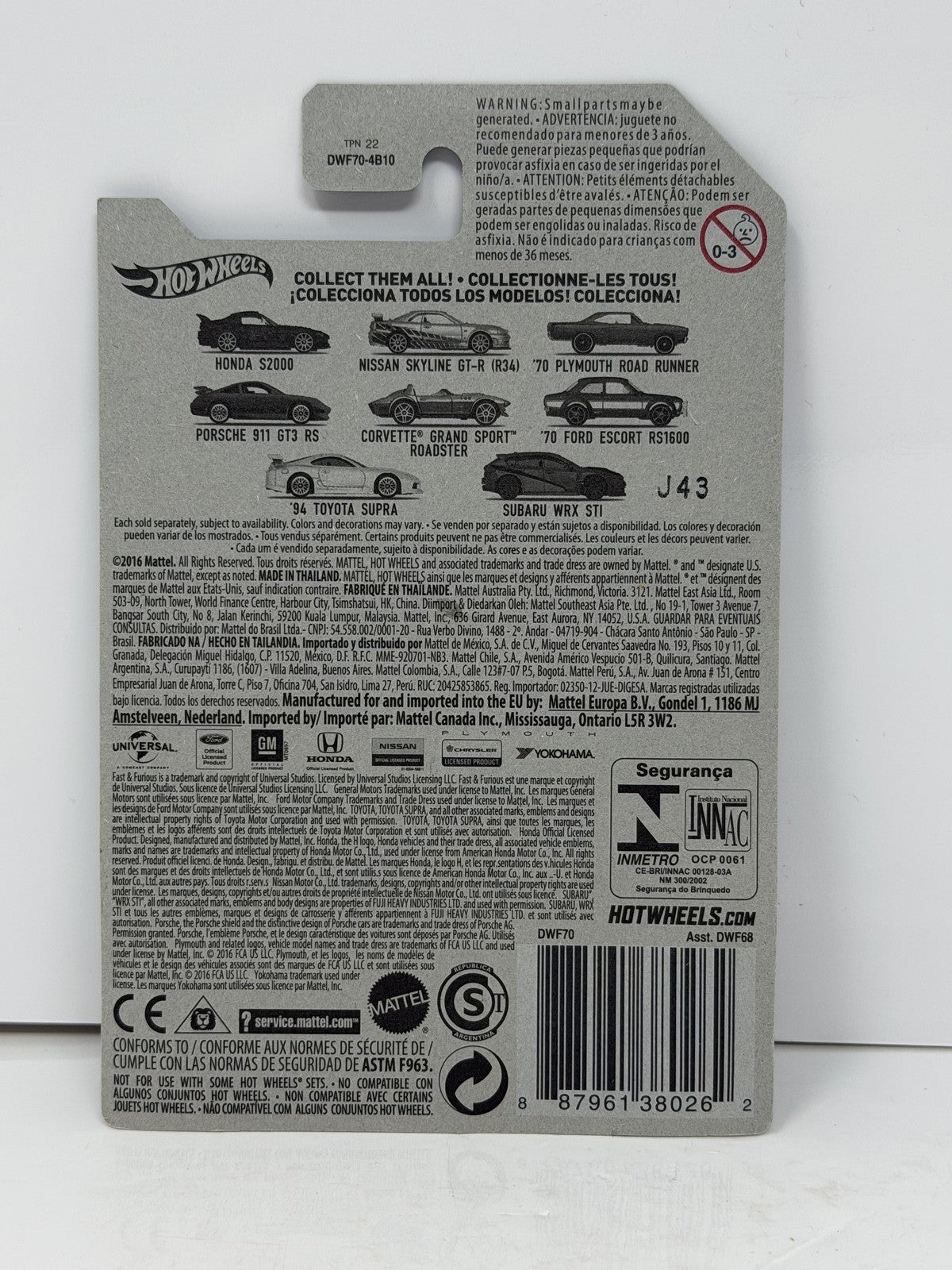 Hot Wheels The Fast and the Furious Honda S2000 1:64 Diecast Black