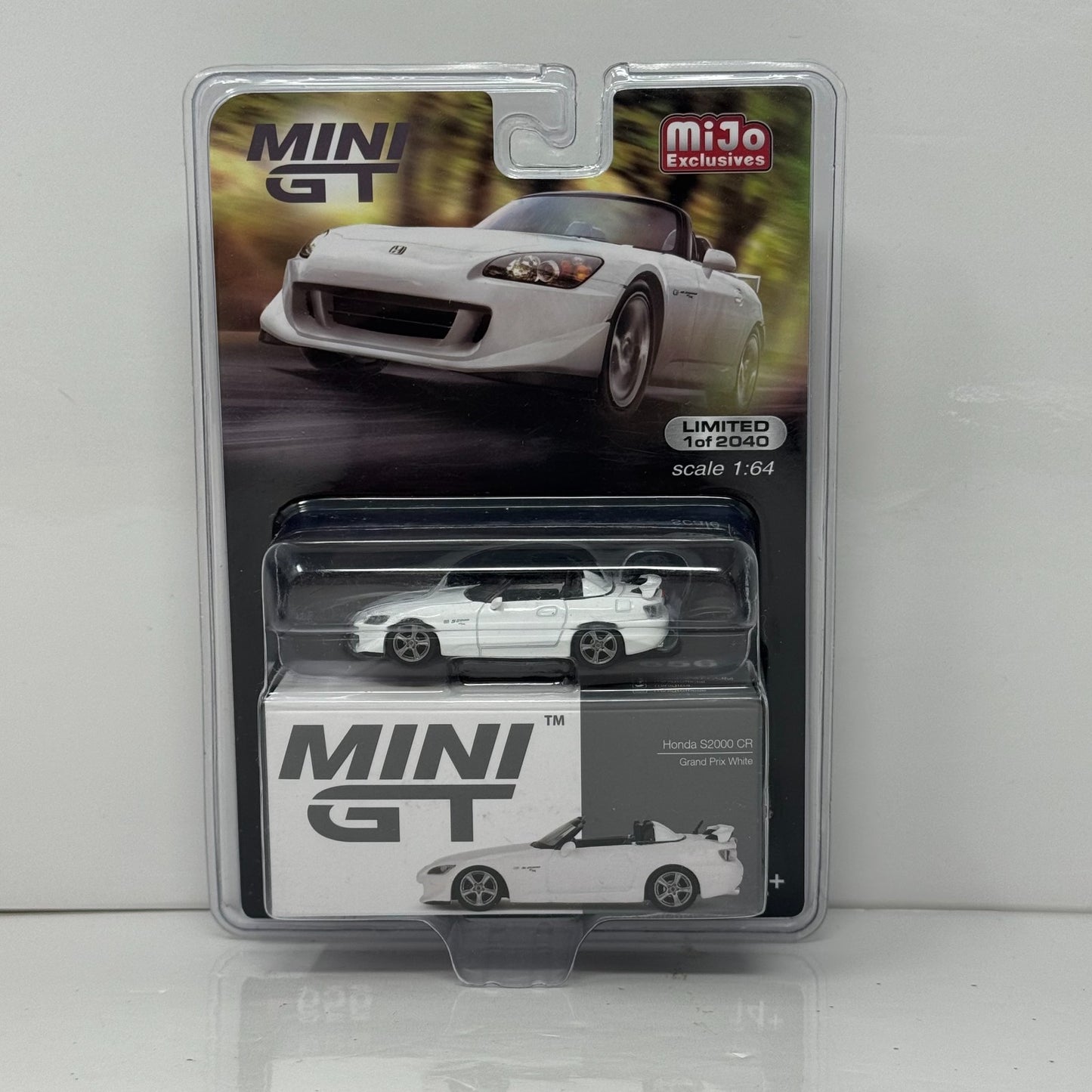 Mini GT MiJo Exclusives Honda S2000 CR Grand Prix White 1:64 Diecast