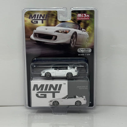 Mini GT MiJo Exclusives Honda S2000 CR Grand Prix White 1:64 Diecast