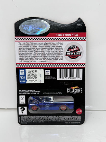 Hot Wheels RLC Red Line Club 1962 Ford F100 1:64 Diecast 2459/30000