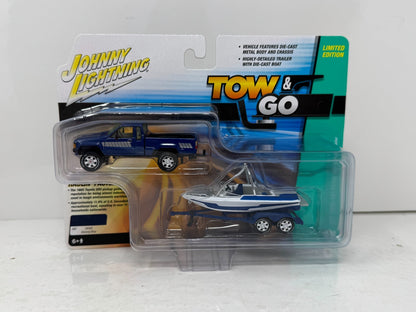 Johnny Lightning Tow & Go 1985 Toyota SR5 Pickup w/ Boat & Trailer 1:64 Diecast