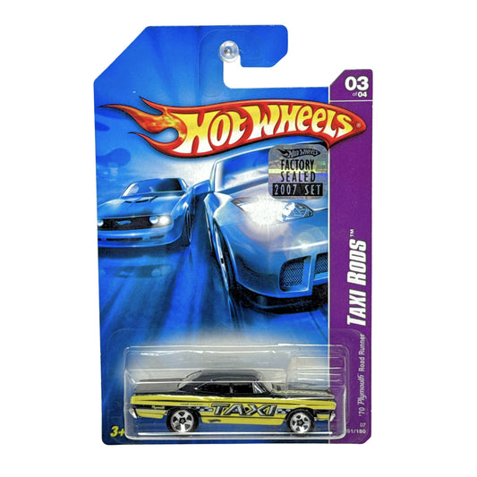 Hot Wheels Taxi Rods 1970 Plymouth Road Runner Taxi 1:64 Diecast Factory Sealed