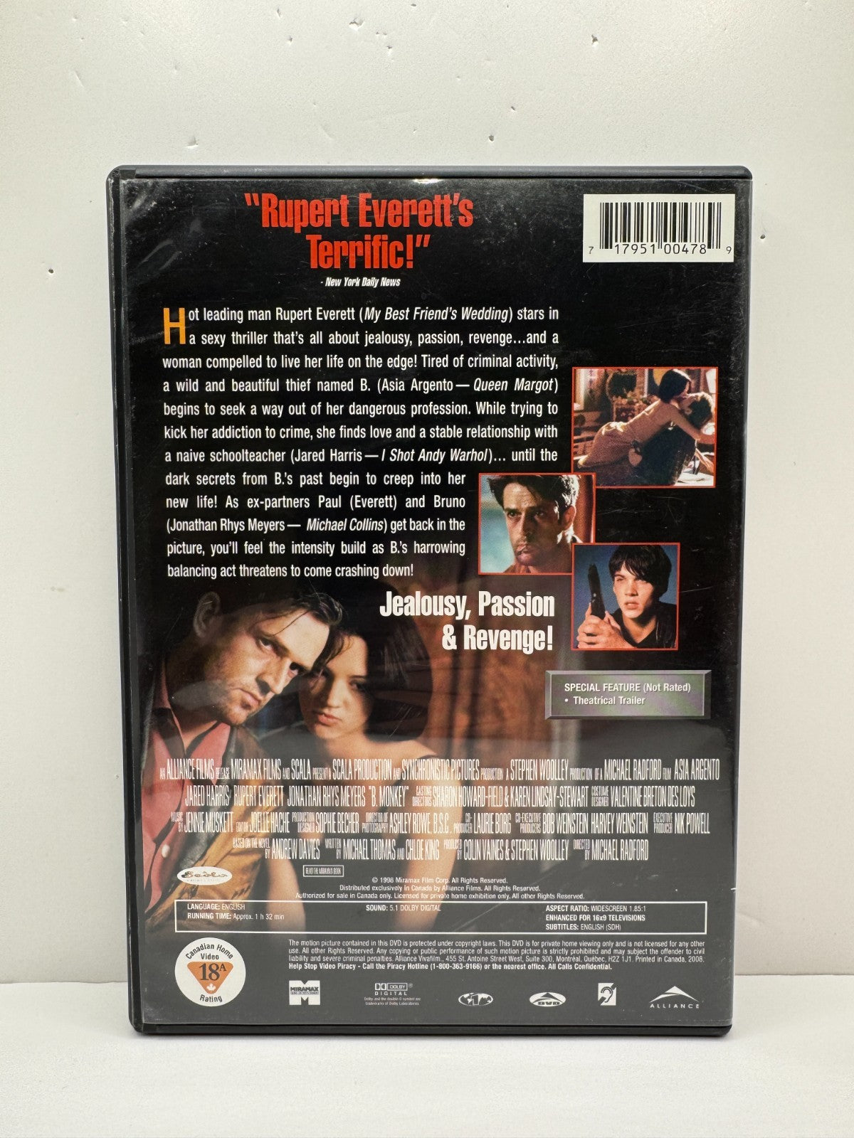 B. Monkey (DVD) Asia Argento Crime Drama