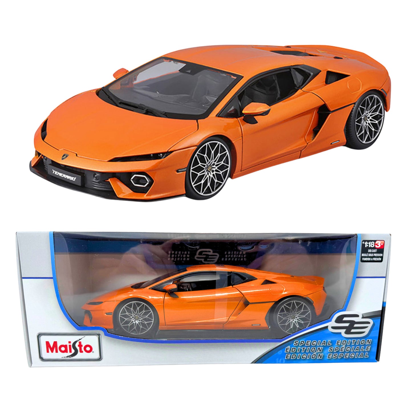 Maisto Special Edition 1:18 Lamborghini Temerario Diecast Model Car Orange