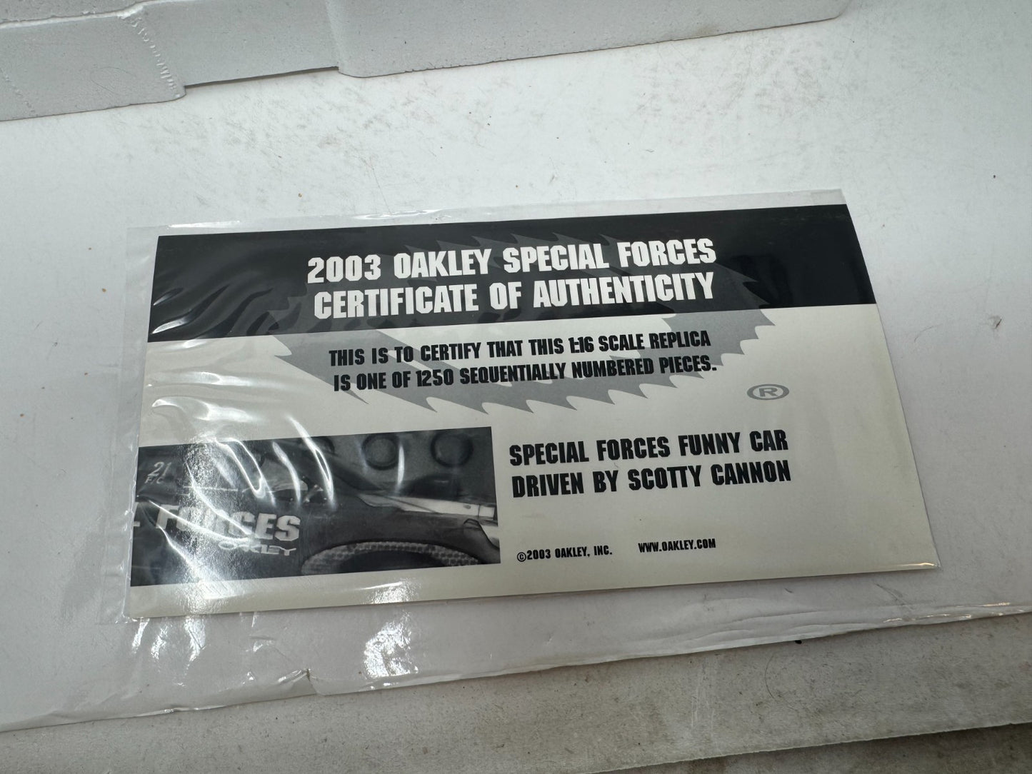 Milestone Scotty Cannon NHRA Oakley Special Forces Firebird Funny Car 1:16 Scale