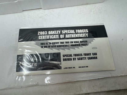 Milestone Scotty Cannon NHRA Oakley Special Forces Firebird Funny Car 1:16 Scale