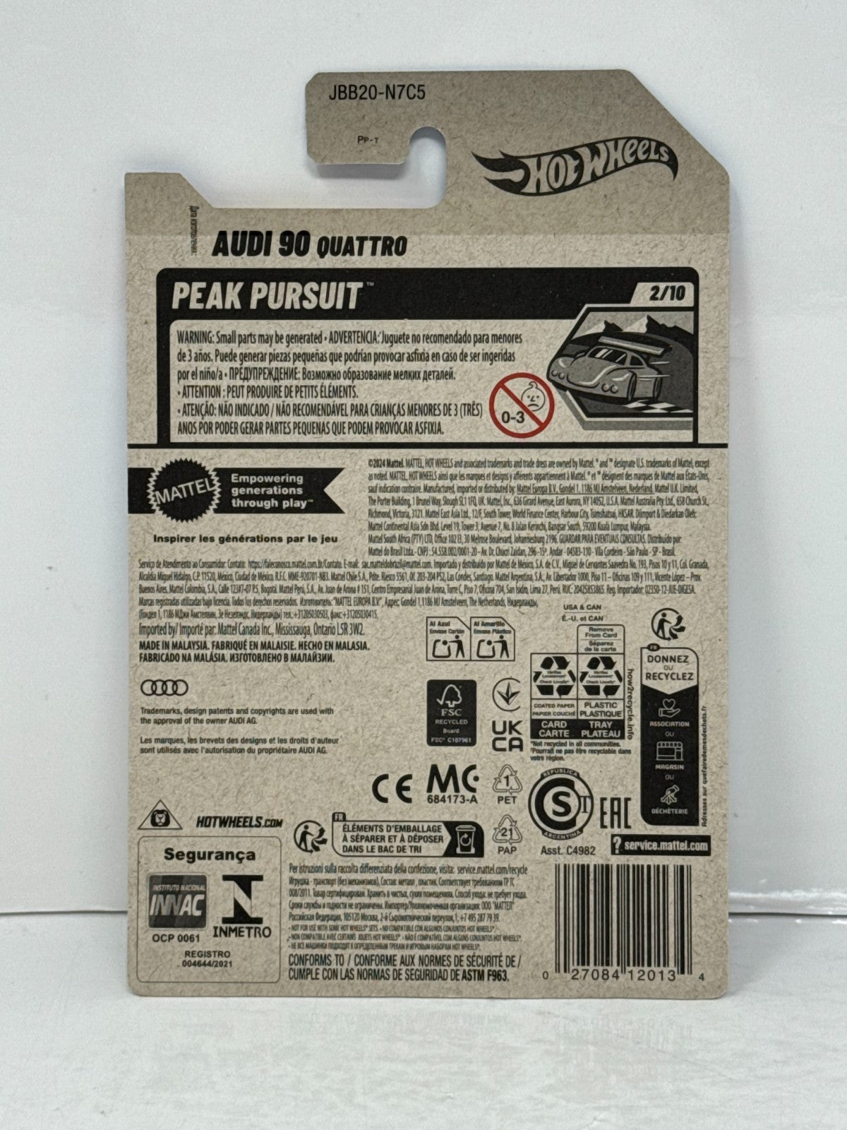 Hot Wheels Peak Pursuit Audi 90 Quattro 1:64 Diecast Silver