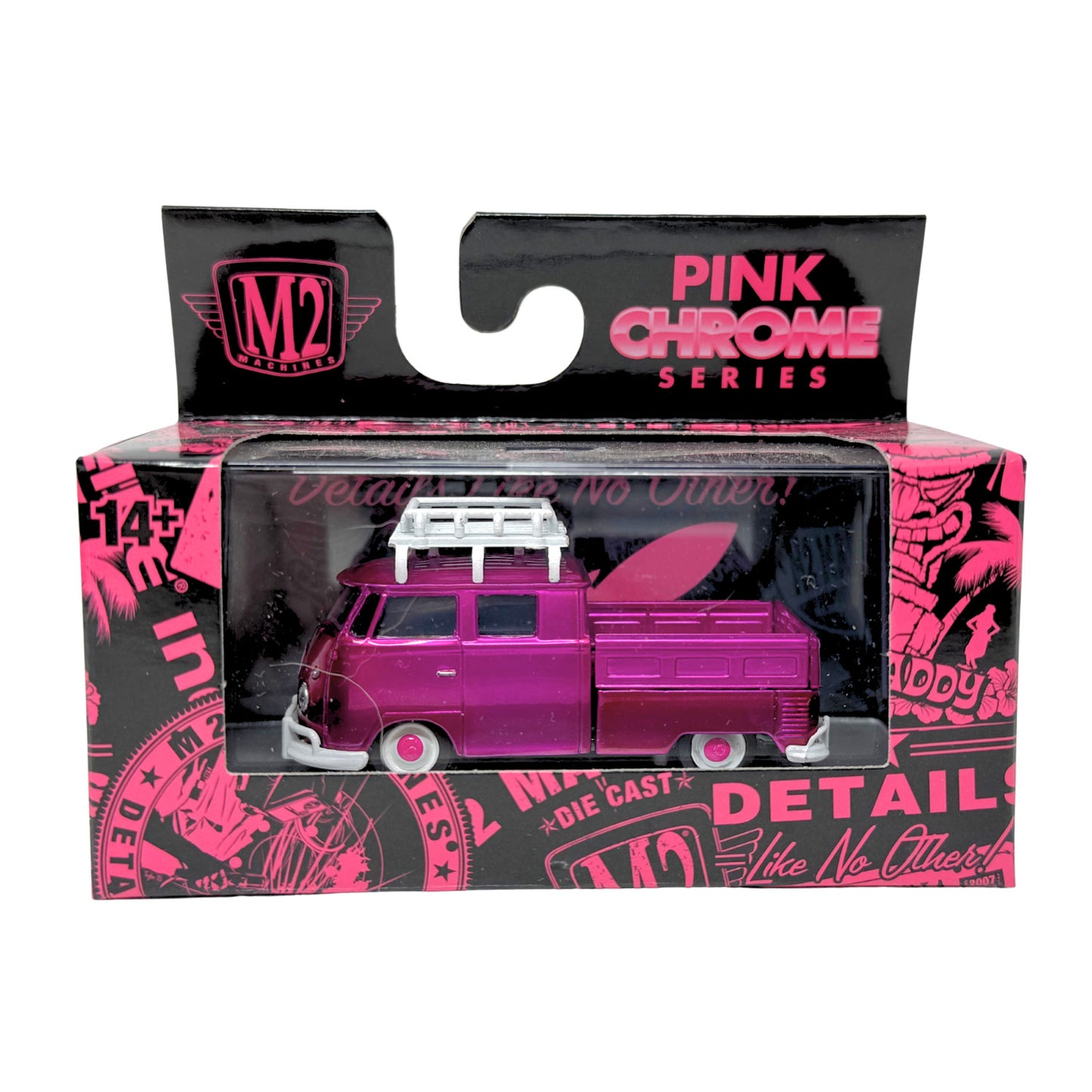 M2 Machines Pink Chrome Series 1959 Volkswagen Double Cab Truck 1:64 Diecast