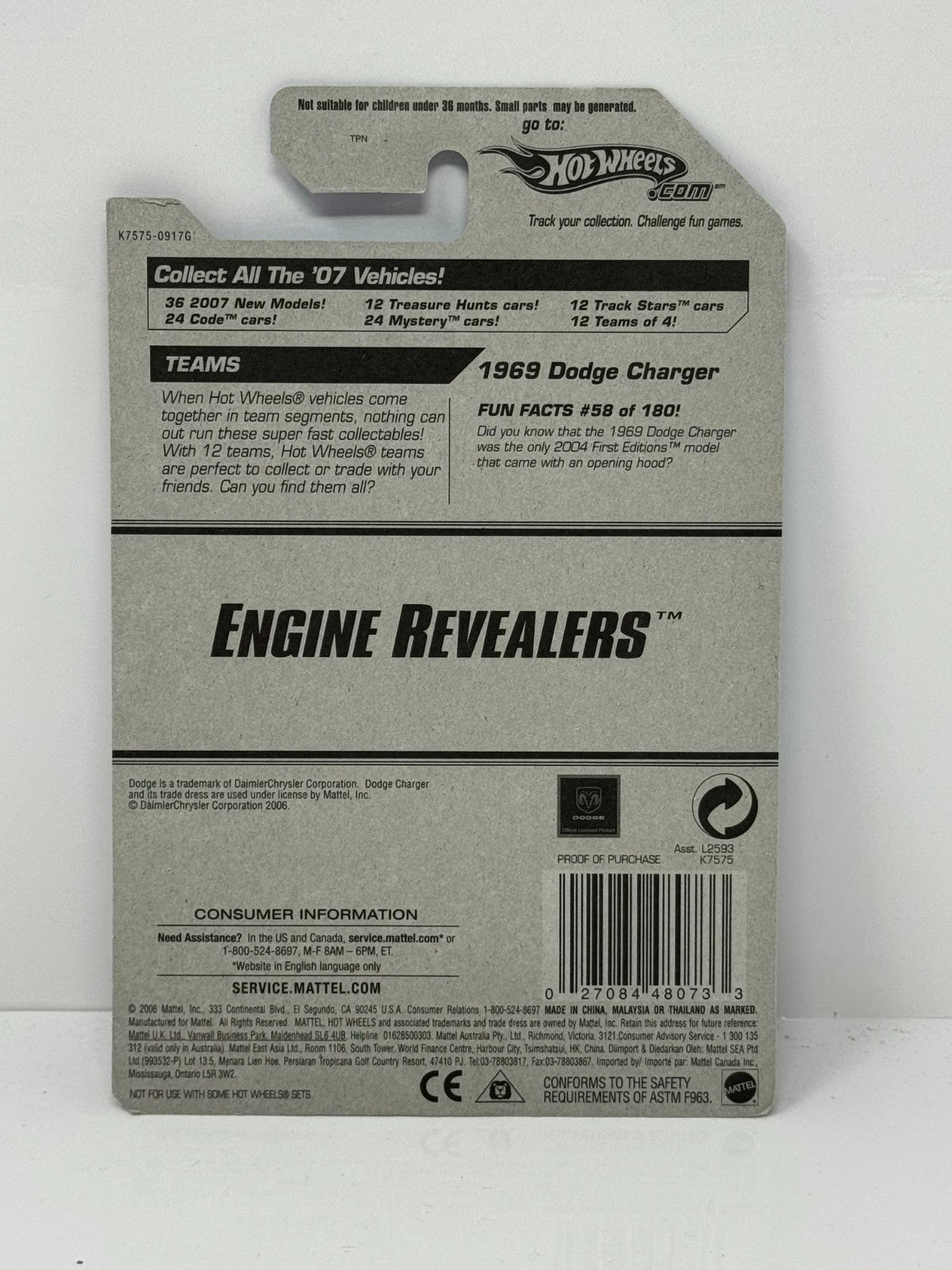 Hot Wheels Engine Revealers 1969 Dodge Charger 1:64 Diecast Factory Sealed