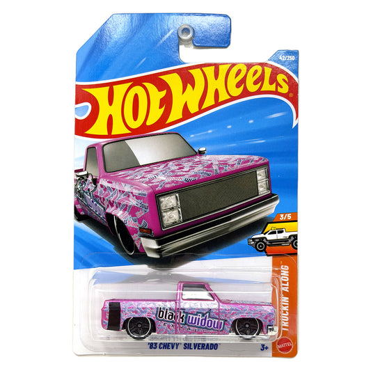 Hot Wheels Truckin' Along 1983 Chevrolet Silverado Black Widow 1:64 Diecast