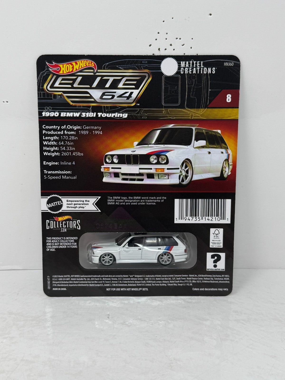 Hot Wheels Elite 64 1990 BMW 318i Touring 1:64 Diecast