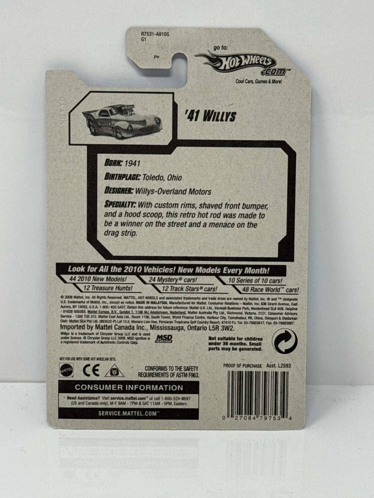 Hot Wheels 2010 HW Performance 1941 Willys Silver 1:64 Diecast Factory Sealed