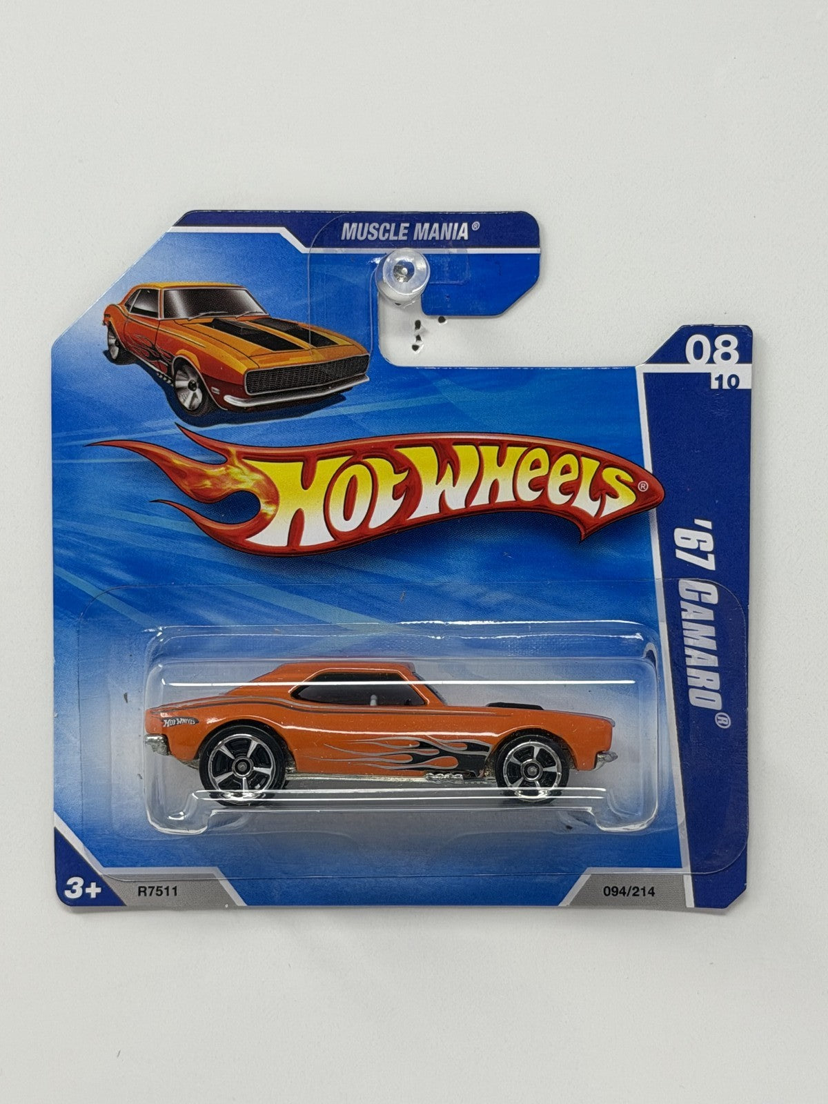 Hot Wheels Muscle Mania 1967 Chevrolet Camaro 1:64 Diecast Orange Short Card