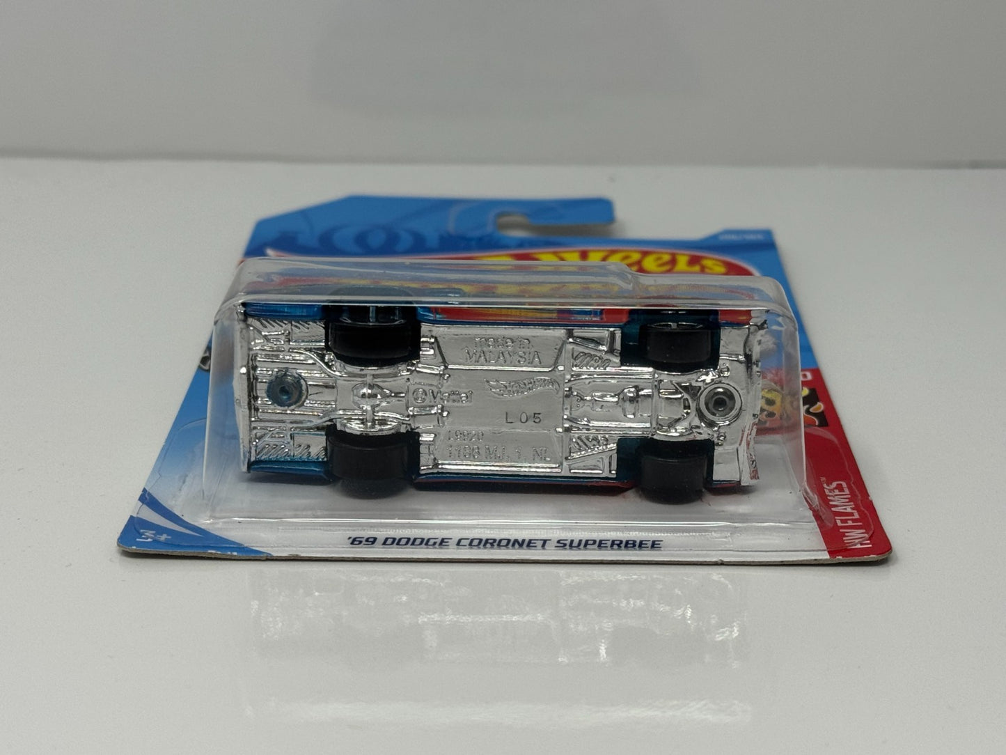 Hot Wheels Flames 1969 Dodge Coronet Super Bee 1:64 Diecast Blue V2