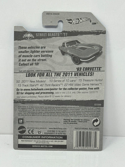 Hot Wheels Street Beasts 1963 Chevy Corvette 1:64 Diecast Factory Sealed