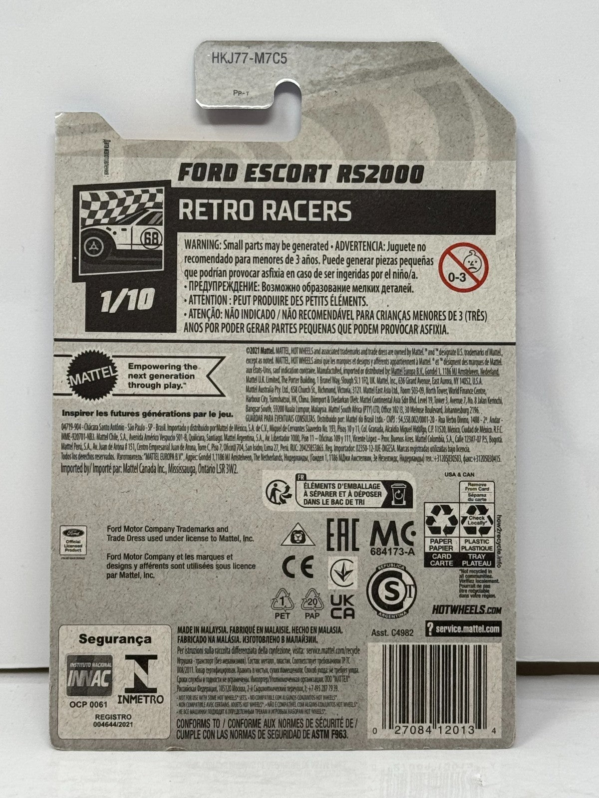 Hot Wheels Retro Racers Ford Escort RS2000 1:64 Diecast