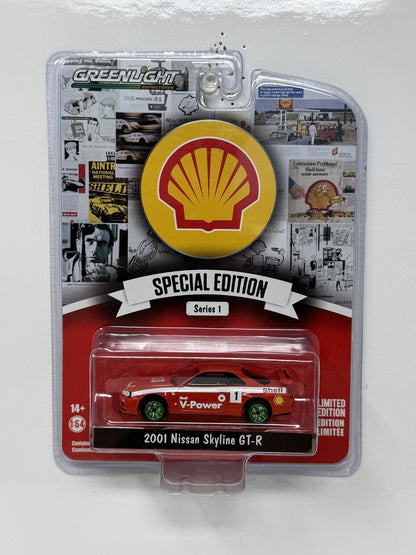 GreenLight Shell Oil Special Edition 2001 Nissan Skyline GT-R CHASE 1:64 Diecast