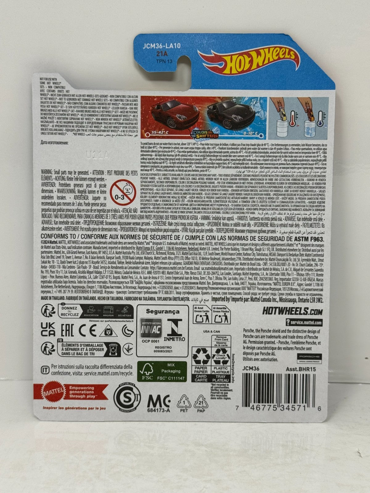 Hot Wheels Color Shifters Porsche 911 GT3 Cup 1:64 Diecast